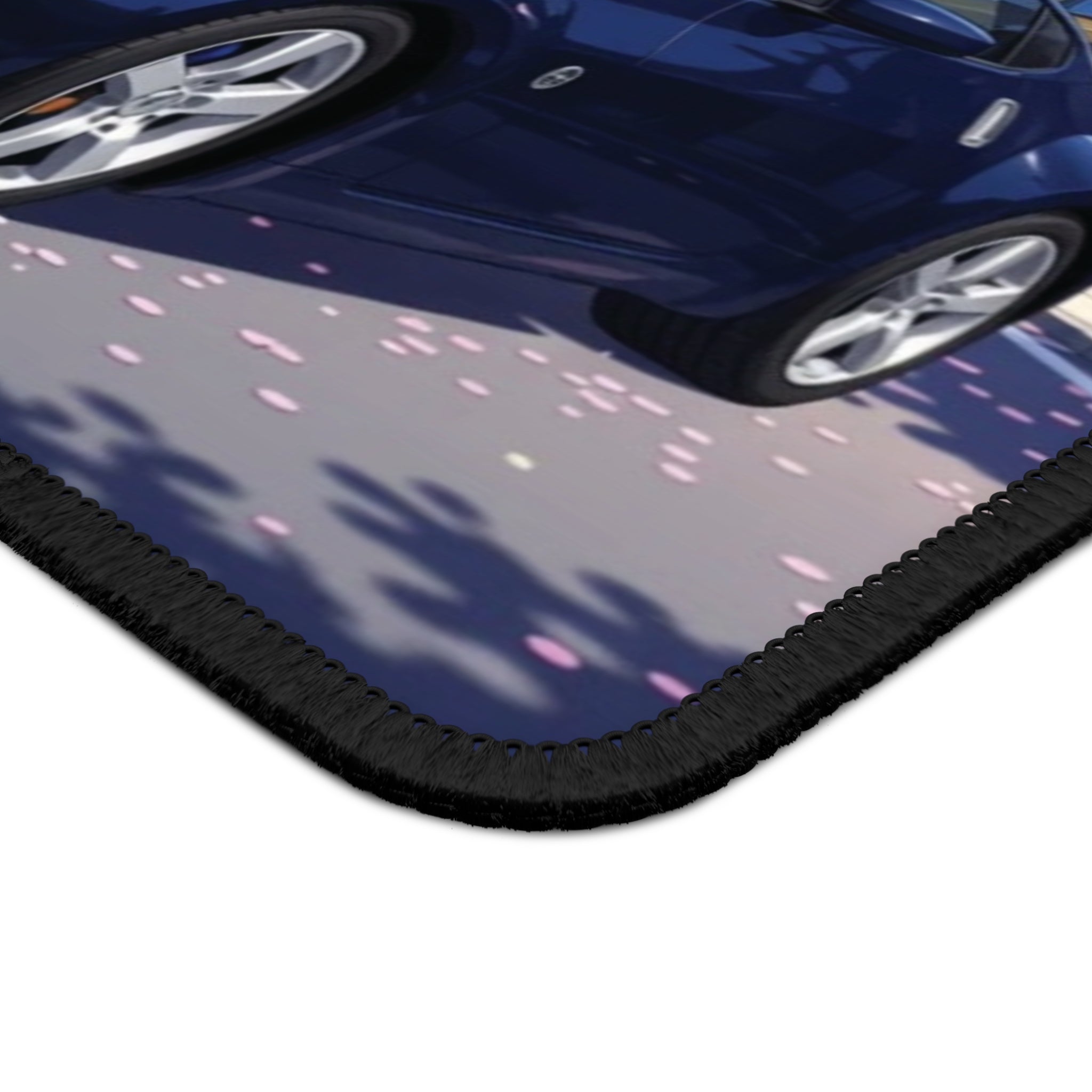 Blue Sports Car Gaming Mouse Pad | Anime Cherry Blossom Street